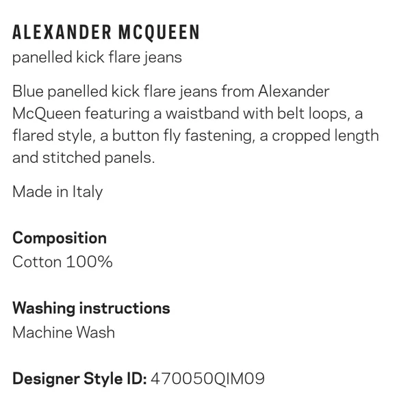Alexander McQueen • Panelled Kick Flare Jeans
